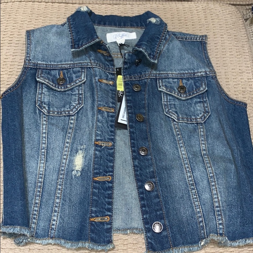 sleeveless Blue jean jacket